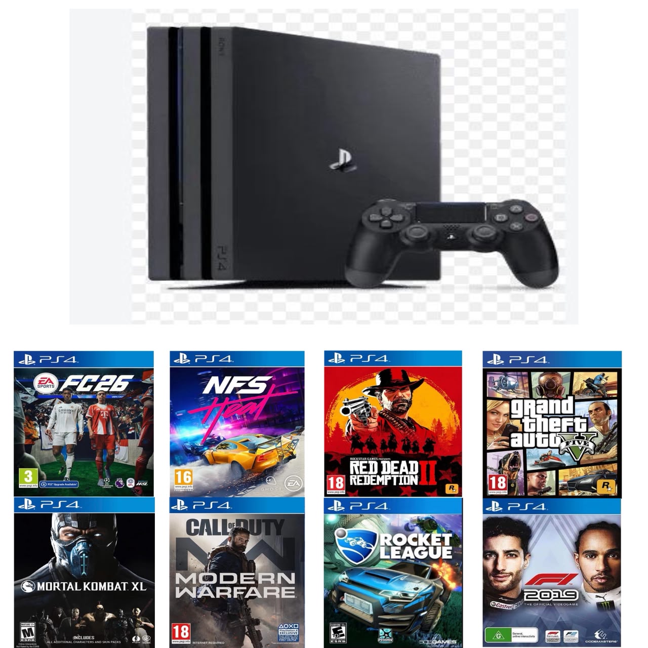 PS4 Pro 1TB 1 Controller & Top 8 Games [1 Month Warranty ]
