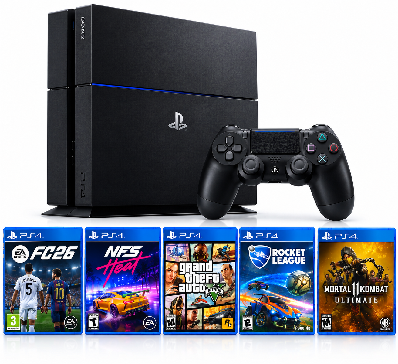 PS4 Fat 1TB Digital Console 1 Month Warranty | FIFA 26, NFS Heat, GTA 5 & More