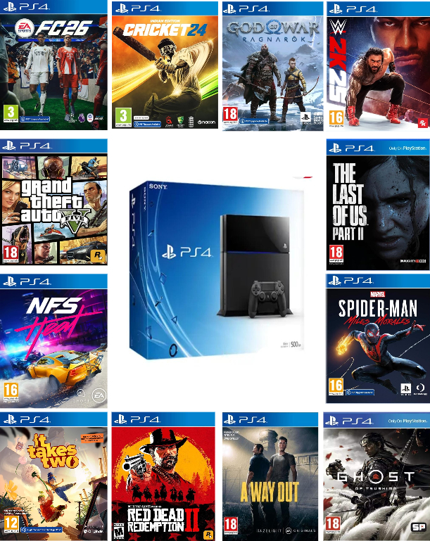 PS4 Fat 500GB 3 Months warranty unlimted games options